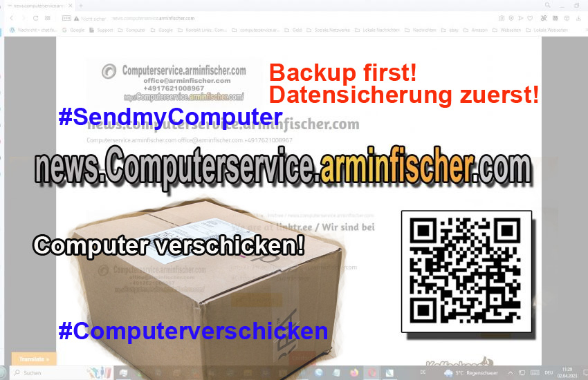 Computer verschicken . Send my Computer . Backup first! . news.Computerservice.arminfischer.com #Computerverschicken #SendmyComputer