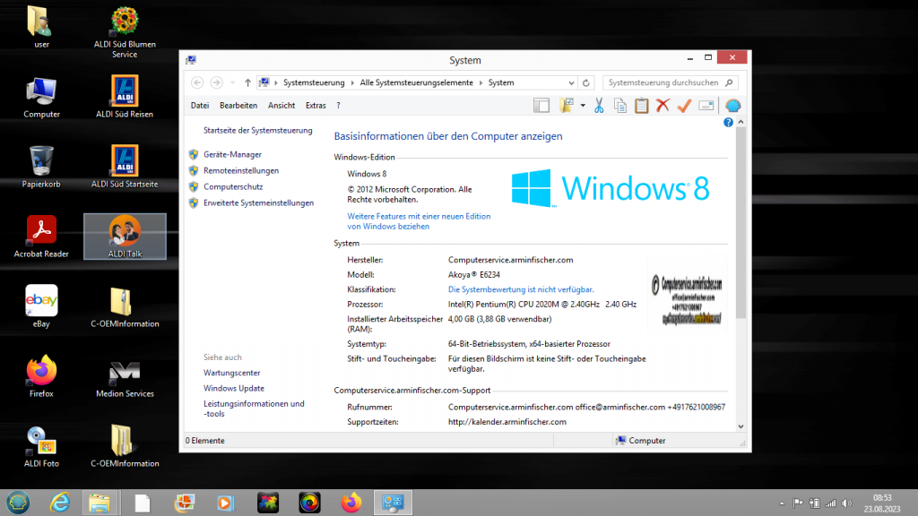 Medion Akoya E6234 , Windows 8 . news.computerservice.arminfischer.com