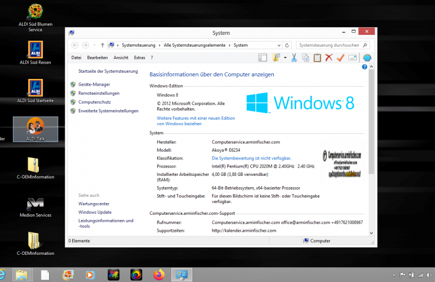 Medion Akoya E6234 , Windows 8 . news.computerservice.arminfischer.com