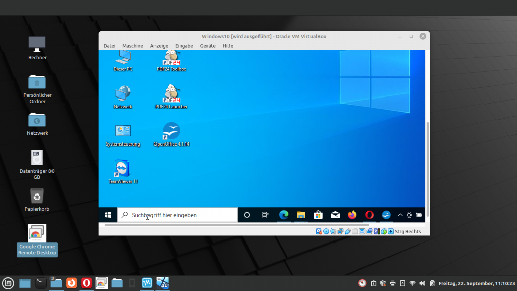 Windows 10 unter LinuxMint