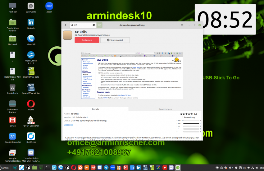 ZX Utils Version überprüfen über den Paketmanager in LinuxMint . Computerservice.arminfischer.com